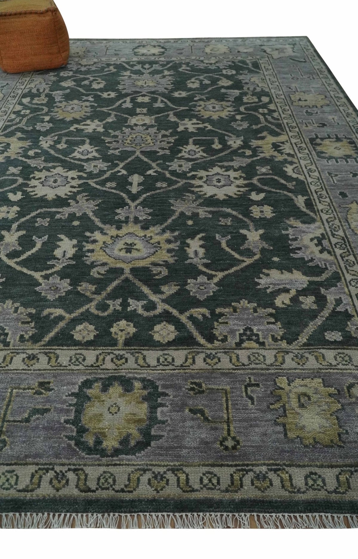 Hand Knotted Gray and Silver Traditional Antique Wool Area Rug, Living Room and Bedroom Rug.