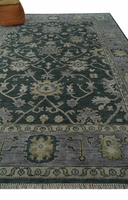 Hand Knotted Gray and Silver Traditional Antique Wool Area Rug, Living Room and Bedroom Rug.