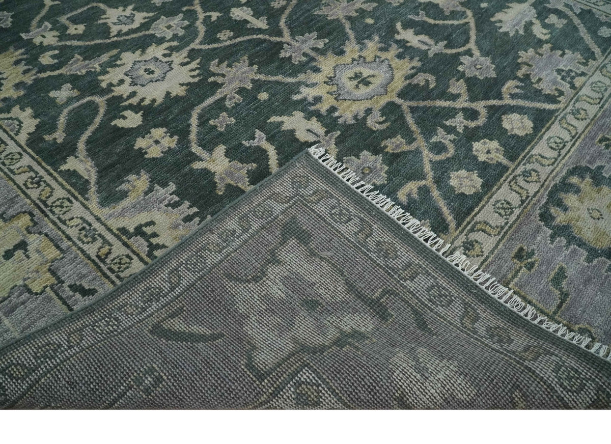 Hand Knotted Gray and Silver Traditional Antique Wool Area Rug, Living Room and Bedroom Rug.