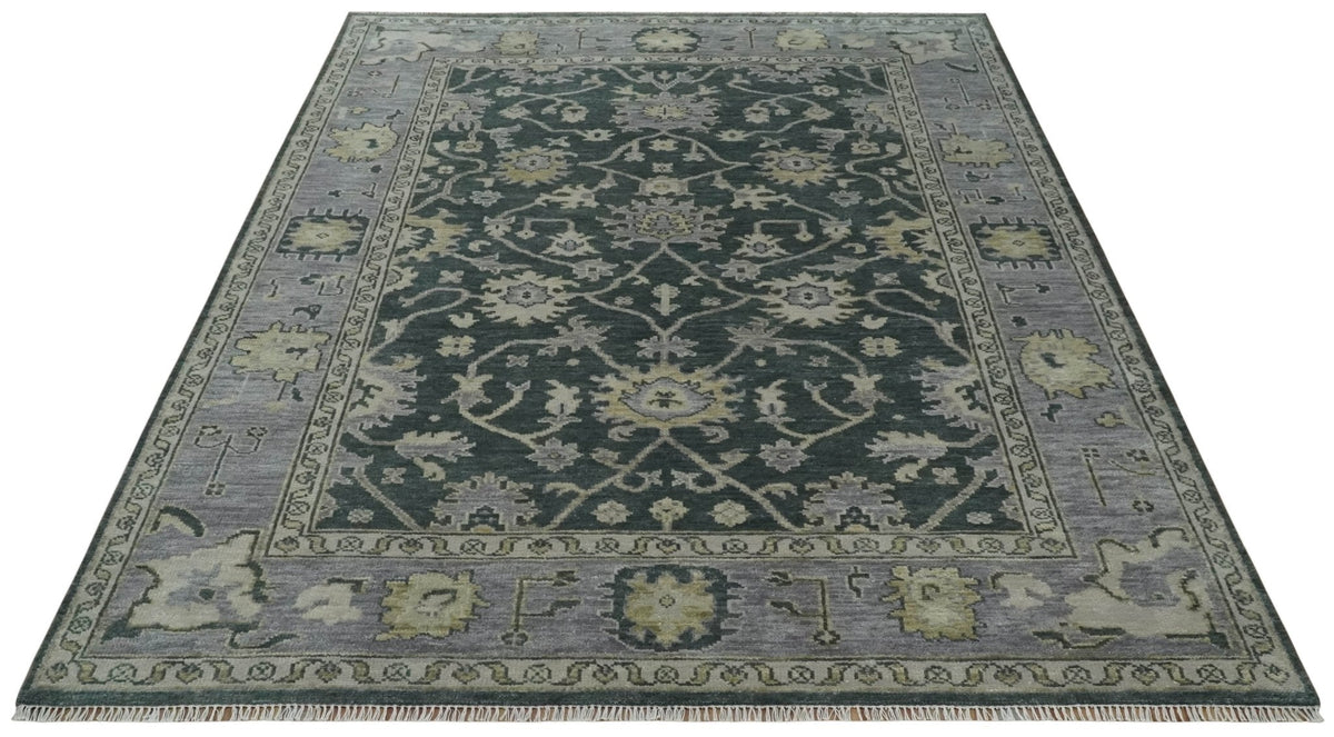 Hand Knotted Gray and Silver Traditional Antique Wool Area Rug, Living Room and Bedroom Rug.