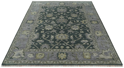Hand Knotted Gray and Silver Traditional Antique Wool Area Rug, Living Room and Bedroom Rug.
