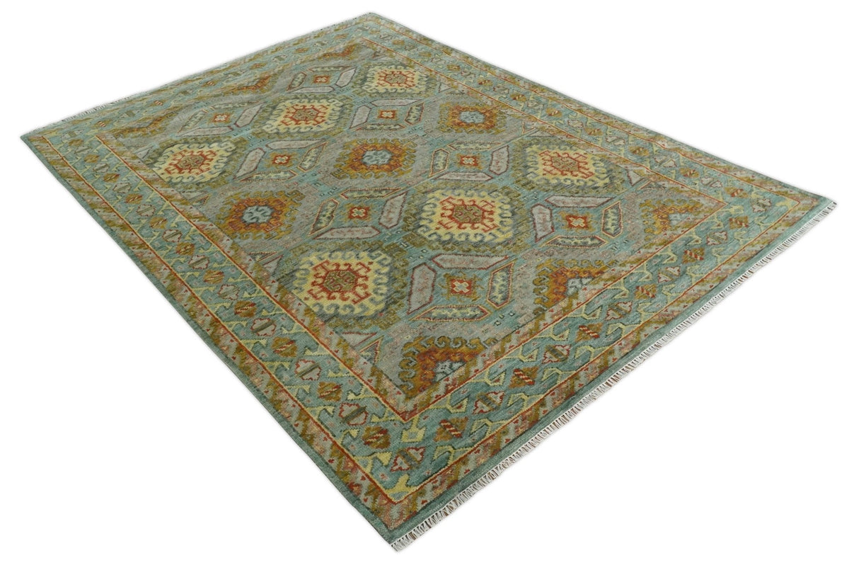 Gray, Silver and Beige Oriental Traditional Hand Knotted Custom Made Wool Area Rug, Living Room and Bedroom Rug.