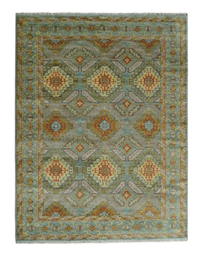 Gray, Silver and Beige Oriental Traditional Hand Knotted Custom Made Wool Area Rug, Living Room and Bedroom Rug.