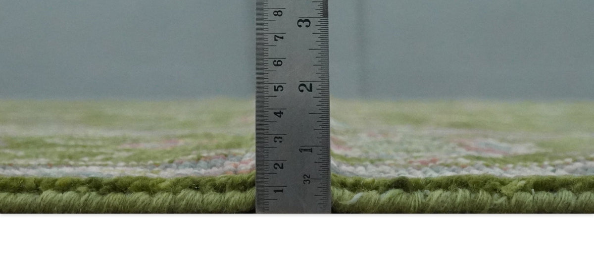 Hand Knotted Green and Silver Traditional Multi Size Antique Wool Area Rug.