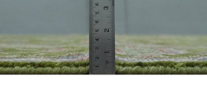 Hand Knotted Green and Silver Traditional Multi Size Antique Wool Area Rug.