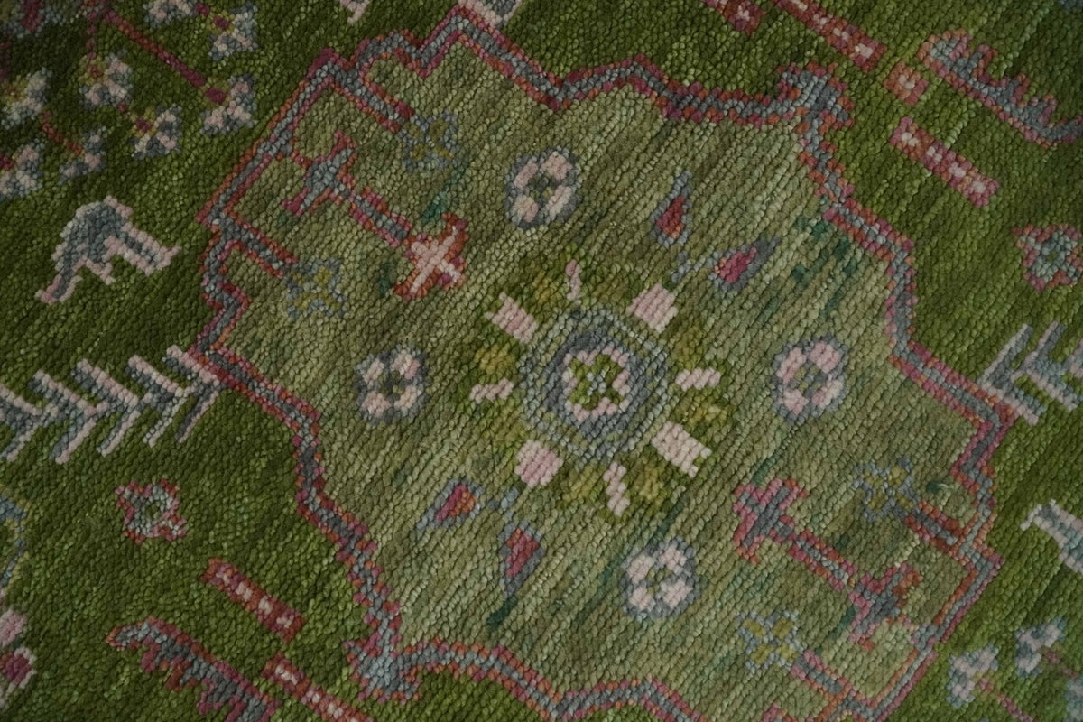 Hand Knotted Green and Silver Traditional Multi Size Antique Wool Area Rug.