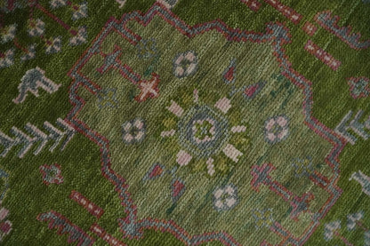 Hand Knotted Green and Silver Traditional Multi Size Antique Wool Area Rug.