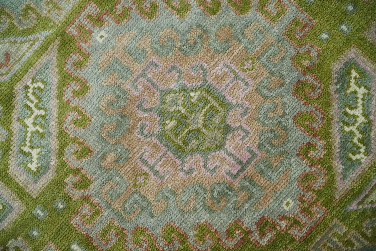 Hand Knotted Green, Ivory and Silver Oriental Traditional Multi Size Wool Area Rug.