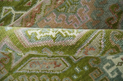 Hand Knotted Green, Ivory and Silver Oriental Traditional Multi Size Wool Area Rug.