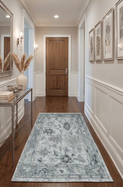 Hand Knotted Ivory, Silver and Beige Traditional Blended Wool Multi Size Rug.