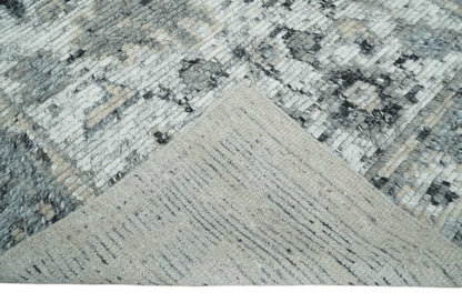 Hand Knotted Ivory, Silver and Beige Traditional Blended Wool Multi Size Rug.