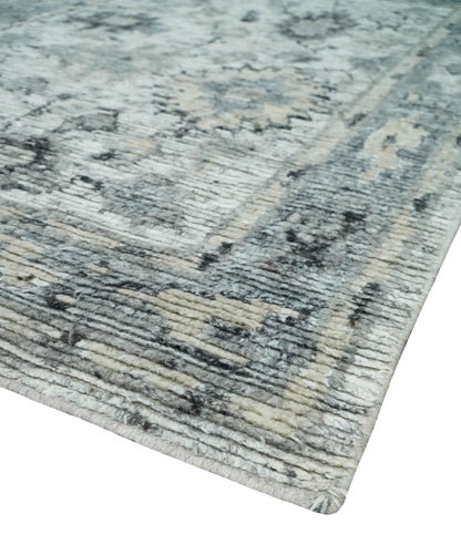 Hand Knotted Ivory, Silver and Beige Traditional Blended Wool Multi Size Rug.