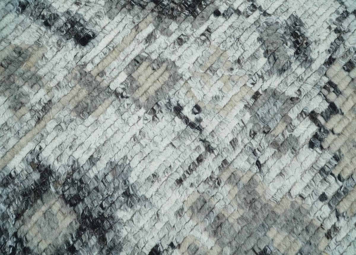 Hand Knotted Ivory, Silver and Beige Traditional Blended Wool Multi Size Rug.