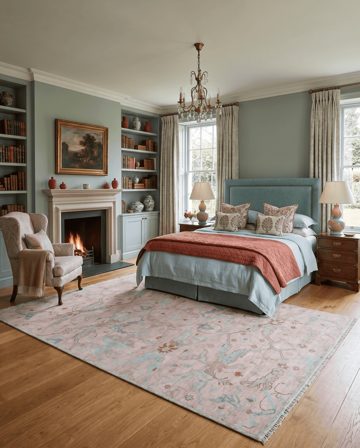 Hand Knotted Light Pink Oriental Oushak Multi Size Traditional Wool Area Rug, Living Room and Bedroom Rug.