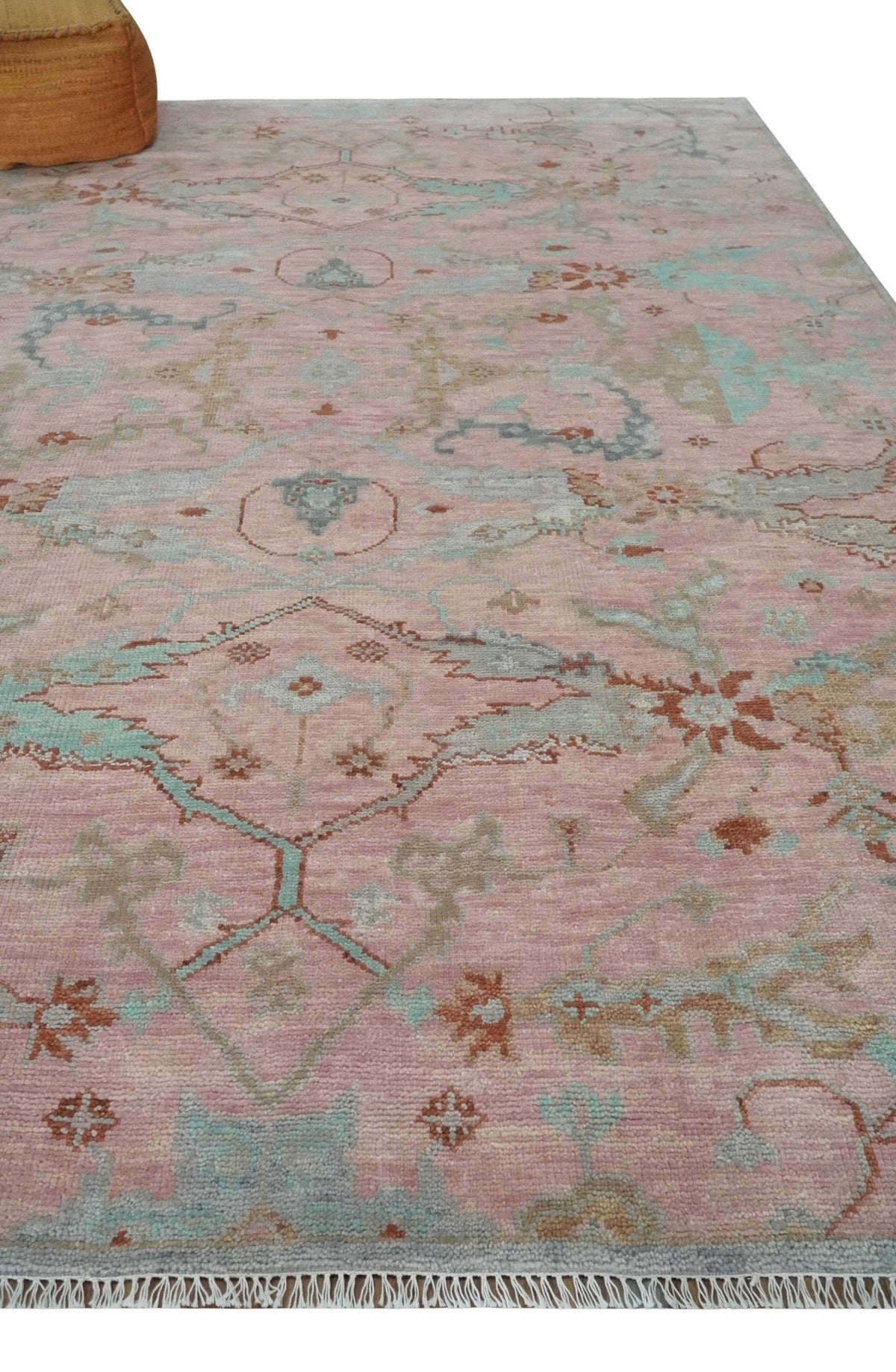 Hand Knotted Light Pink Oriental Oushak Multi Size Traditional Wool Area Rug, Living Room and Bedroom Rug.