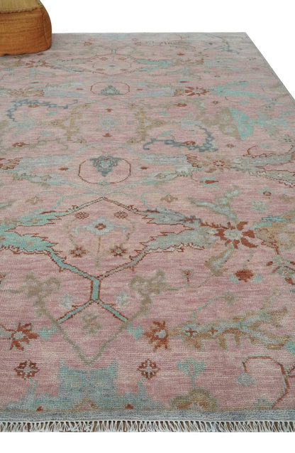 Hand Knotted Light Pink Oriental Oushak Multi Size Traditional Wool Area Rug, Living Room and Bedroom Rug.