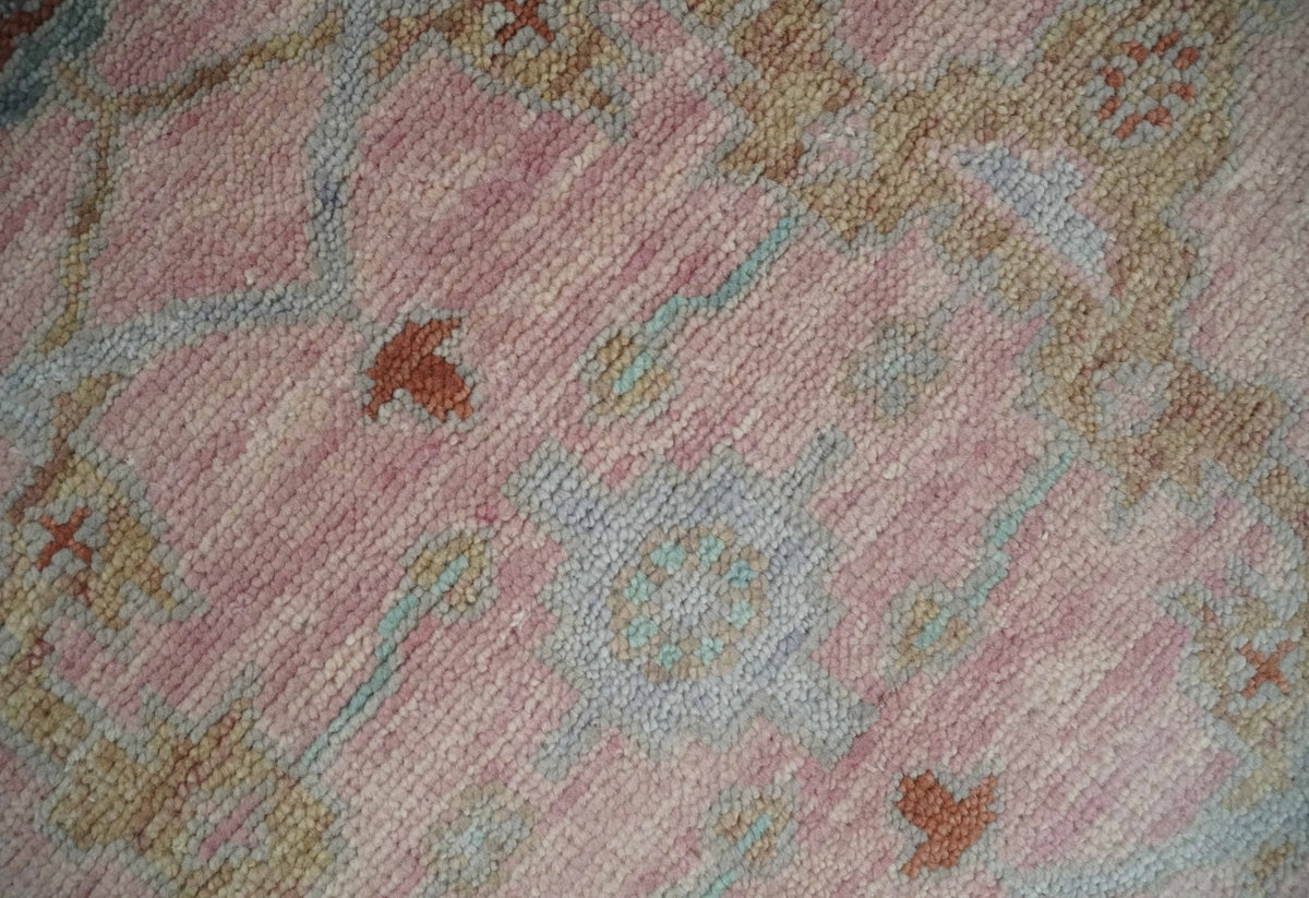Hand Knotted Light Pink Oriental Oushak Multi Size Traditional Wool Area Rug, Living Room and Bedroom Rug.