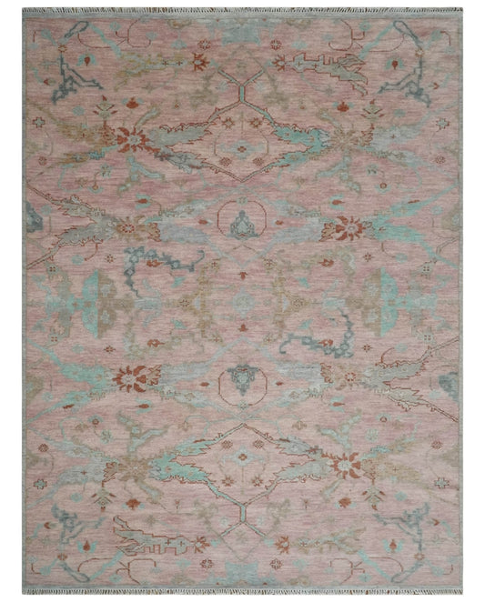 Hand Knotted Light Pink Oriental Oushak Multi Size Traditional Wool Area Rug, Living Room and Bedroom Rug.