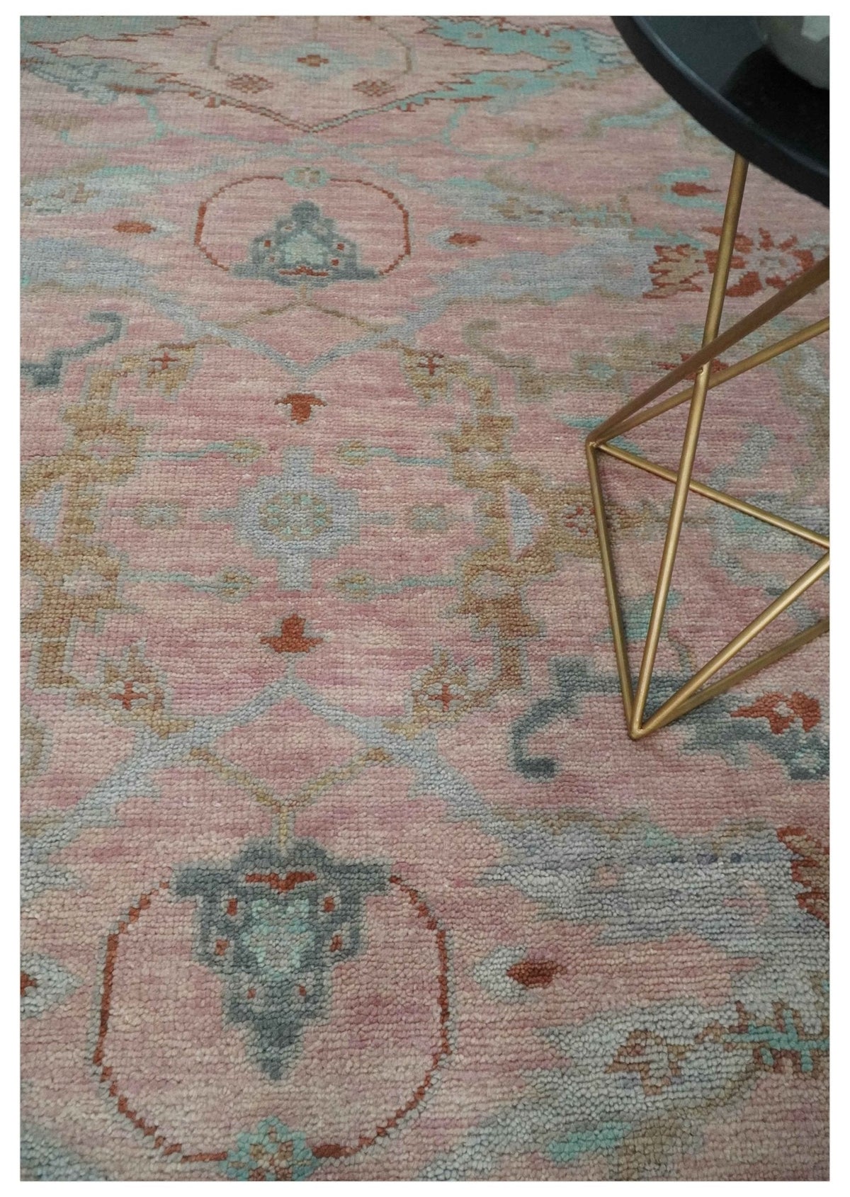 Hand Knotted Light Pink Oriental Oushak Multi Size Traditional Wool Area Rug, Living Room and Bedroom Rug.