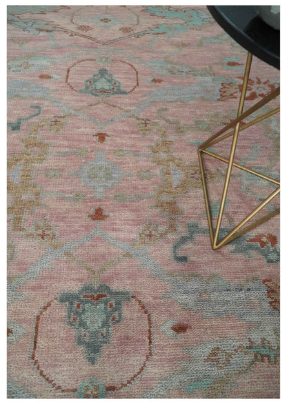 Hand Knotted Light Pink Oriental Oushak Multi Size Traditional Wool Area Rug, Living Room and Bedroom Rug.