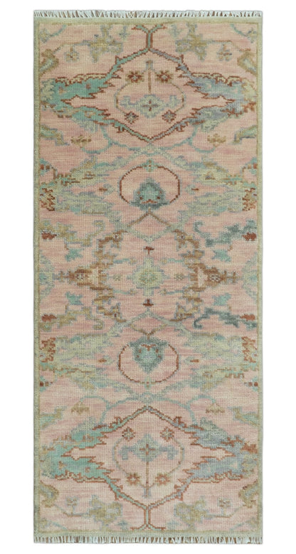 Hand Knotted Light Pink Oriental Oushak Multi Size Traditional Wool Area Rug, Living Room and Bedroom Rug.