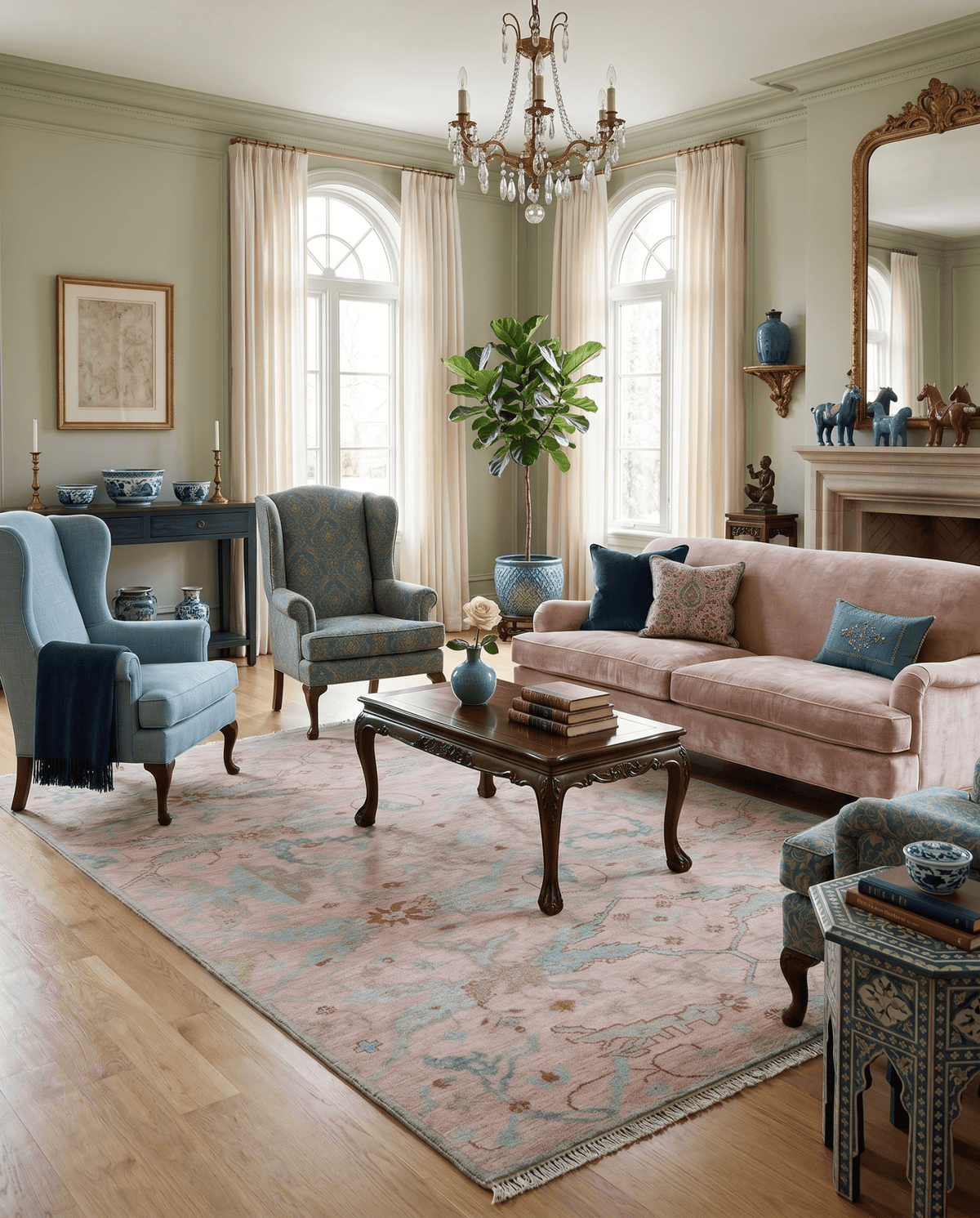 Hand Knotted Light Pink Oriental Oushak Multi Size Traditional Wool Area Rug, Living Room and Bedroom Rug.