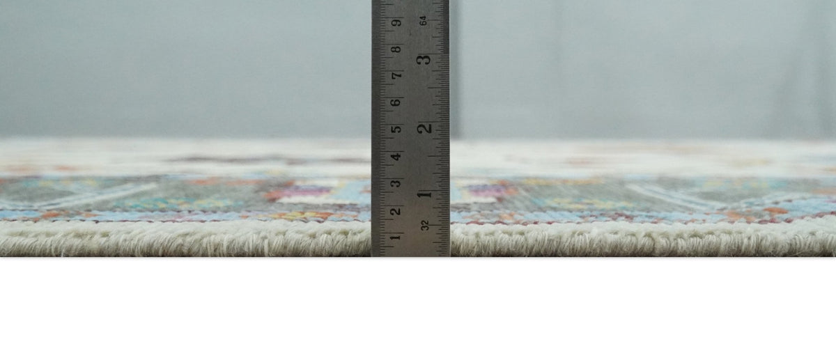 Hand Knotted Ivory and Gray Traditional Oushak Multi Size Wool Area Rug.