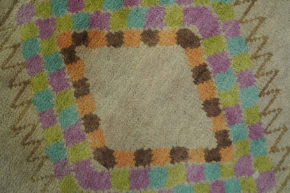 Hand Knotted Peach and Beige Traditional Southwestern Multi Size wool area rug.