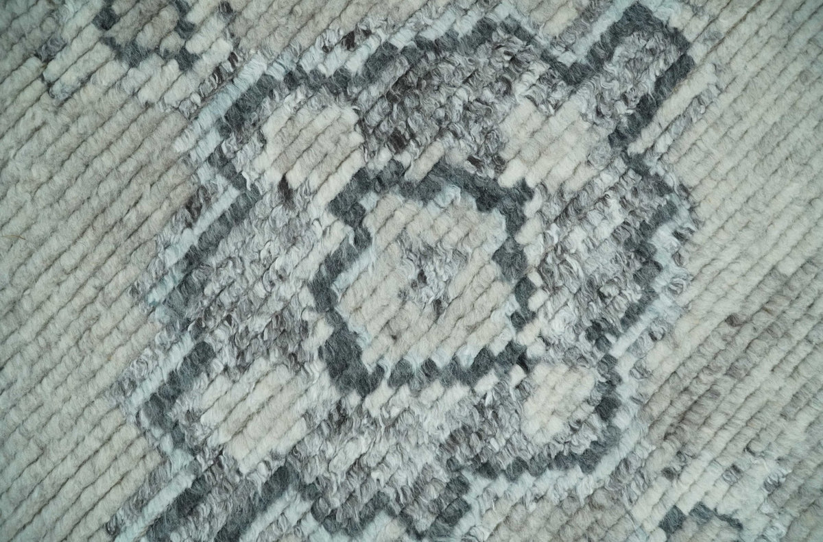 Hand Knotted Charcoal And Beige Traditional with Blended Custom Made Wool Rug.