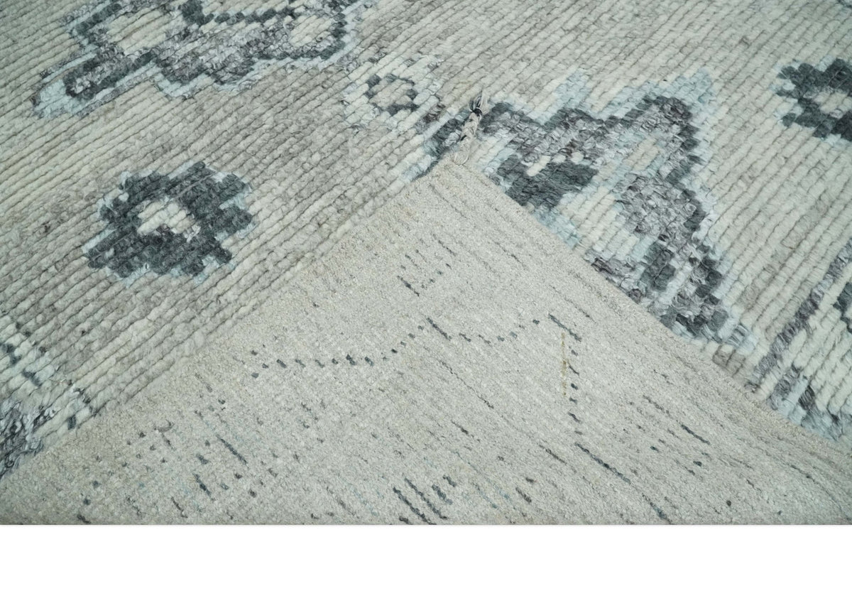 Hand Knotted Charcoal And Beige Traditional with Blended Custom Made Wool Rug.