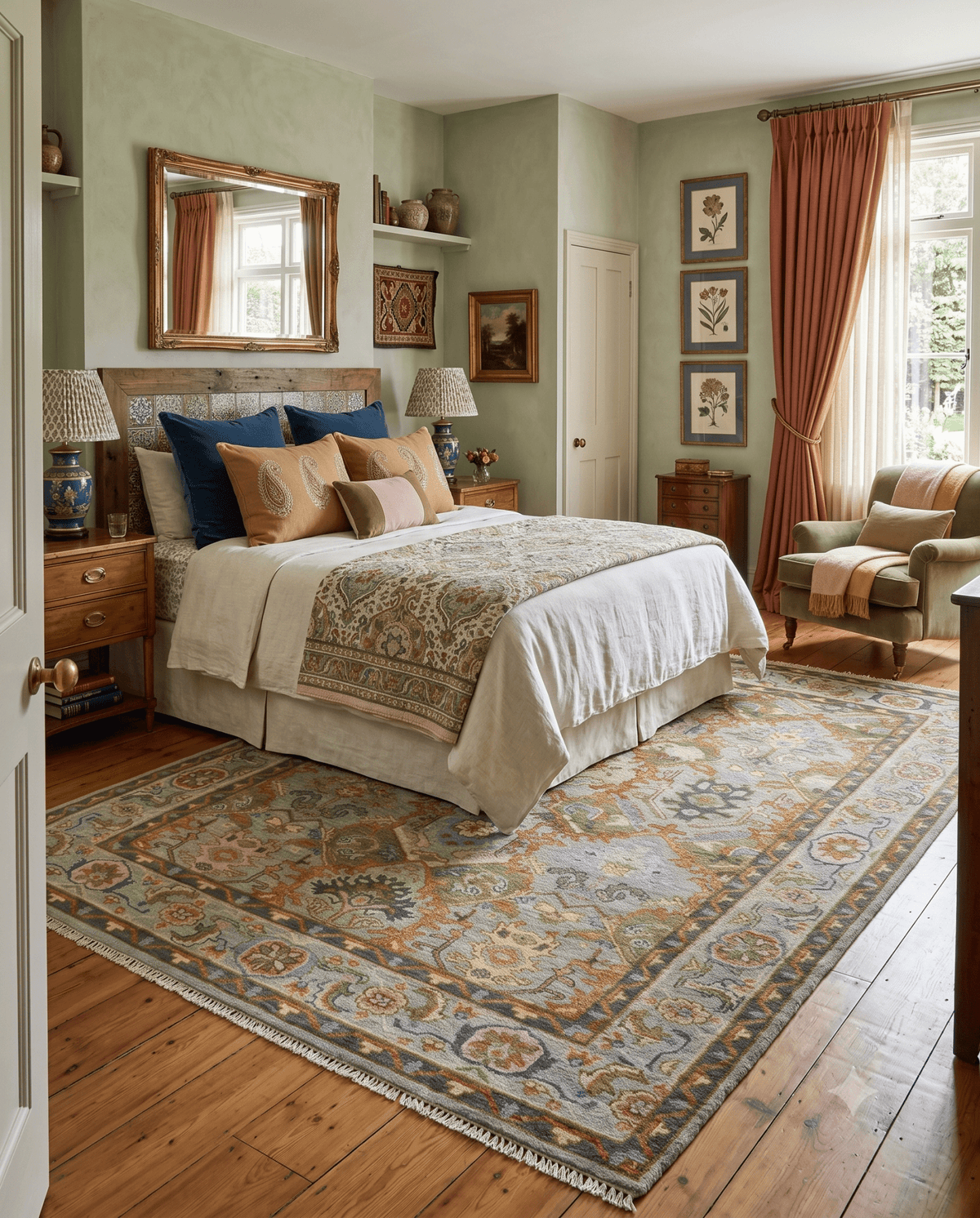 Hand knotted Silver, Rust and Gray Traditional Oushak Custom Made wool Rug.