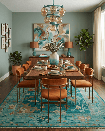 Hand Knotted Teal Traditional Oushak Multi size wool area rug.
