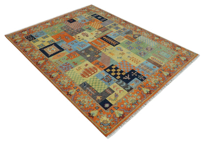 Hand knotted Traditional Antique Tribal Style Gabbeh Design Wool Area Rug.