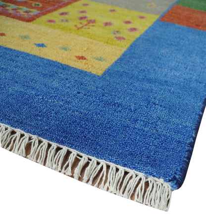 Hand knotted Traditional Multi color Antique Tribal Style Gabbeh Design Wool Area Rug.
