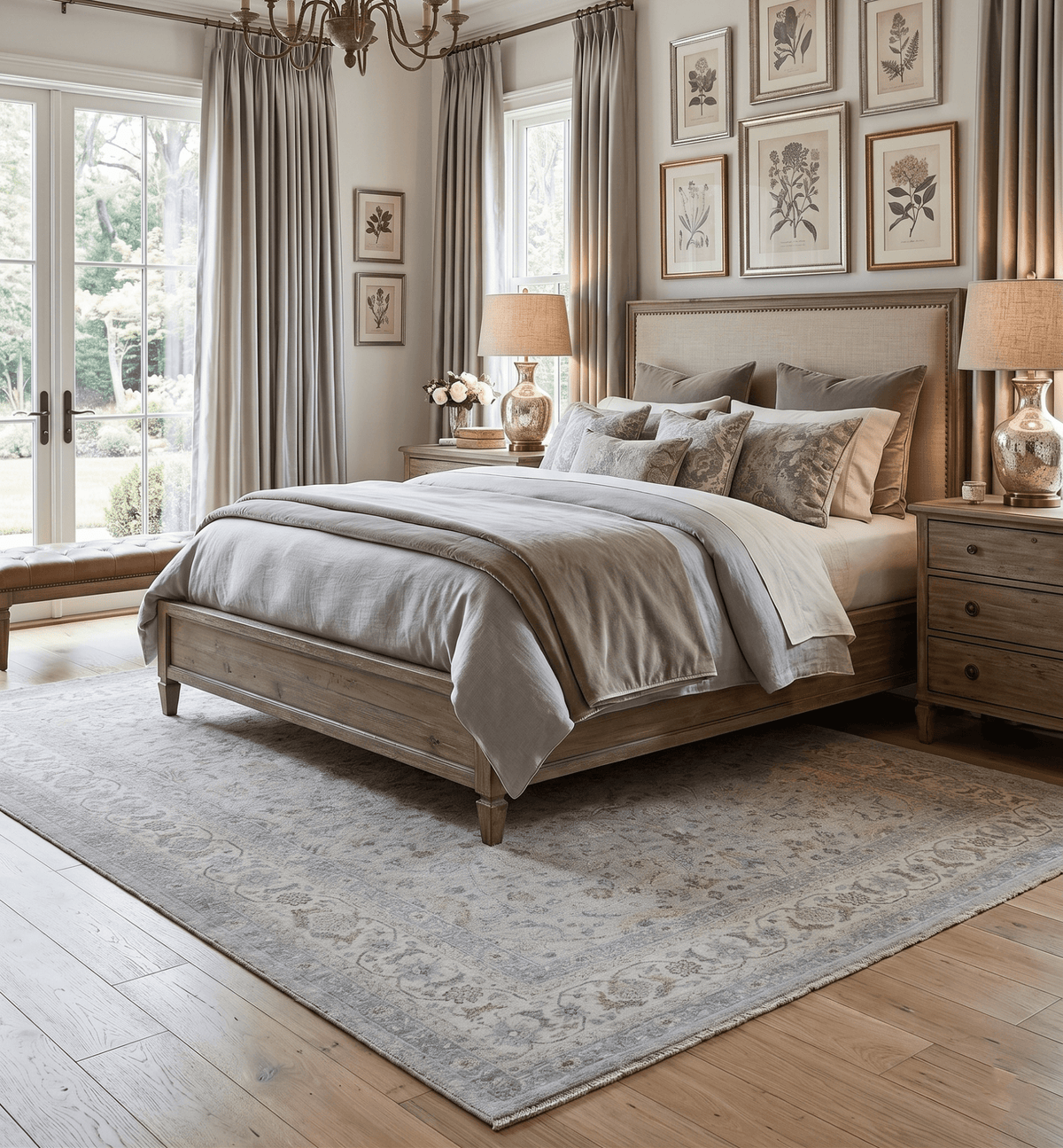 Hand Knotted Traditional Silver, brown and Beige Antique Textured Low Pile Distressed Wool Rug | TRD53114.