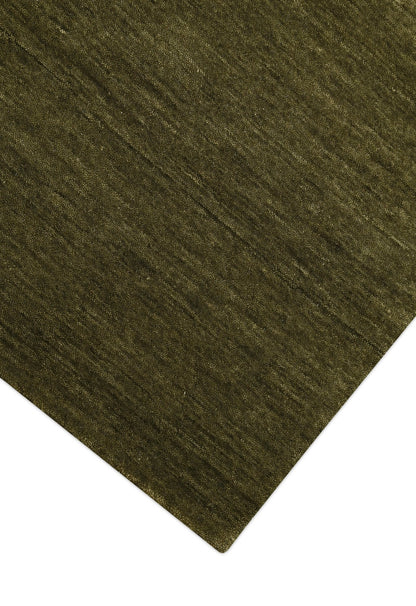 Hand Loomed Modern Green Solid Wool Area Rug.