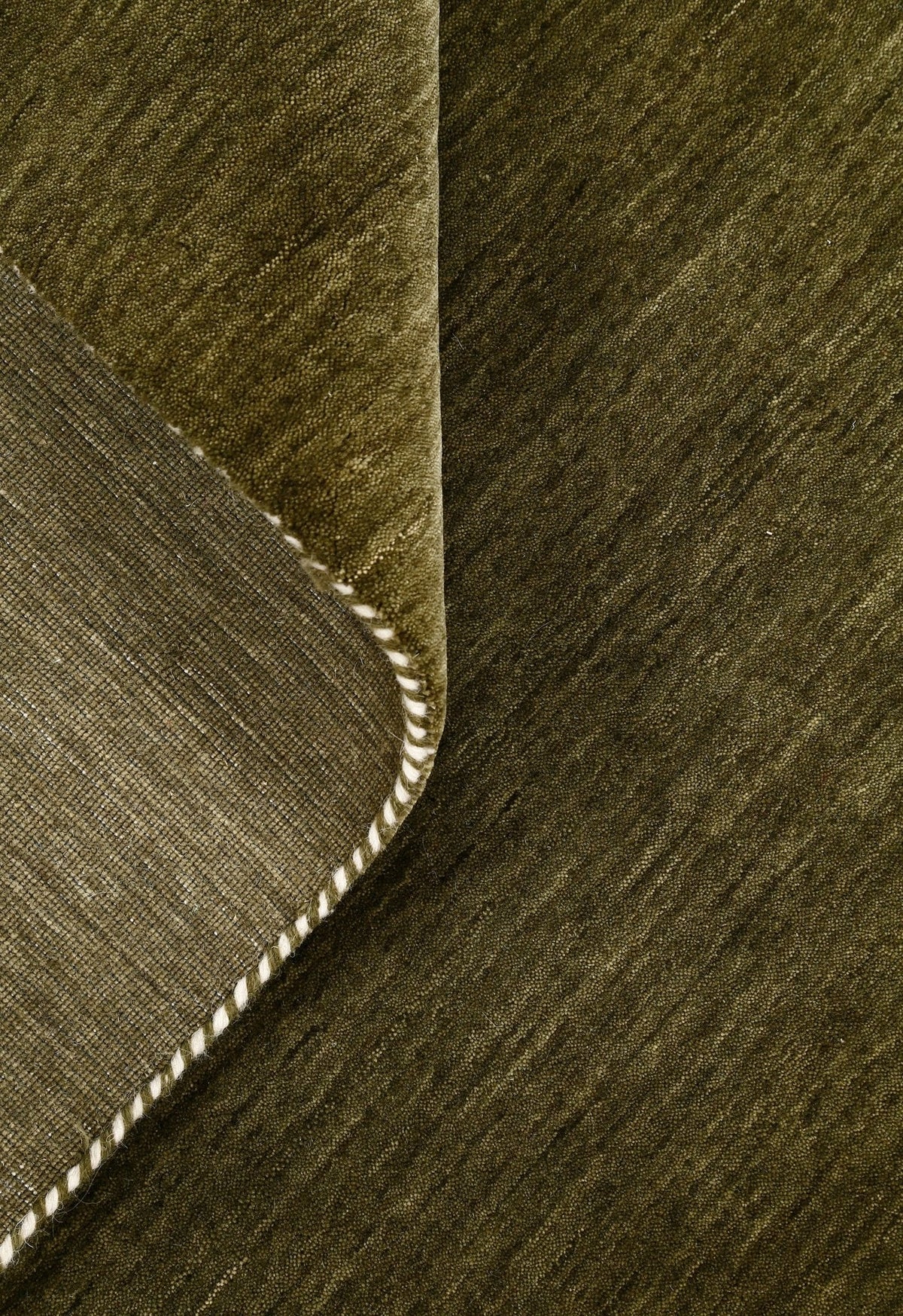 Hand Loomed Modern Green Solid Wool Area Rug.