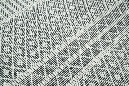 Modern Contemporary Hand Woven Black and White Wool Area Rug.