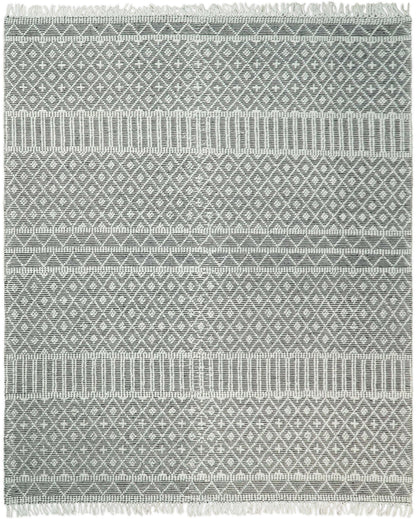 Modern Contemporary Hand Woven Black and White Wool Area Rug.