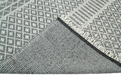 Modern Contemporary Hand Woven Black and White Wool Area Rug.