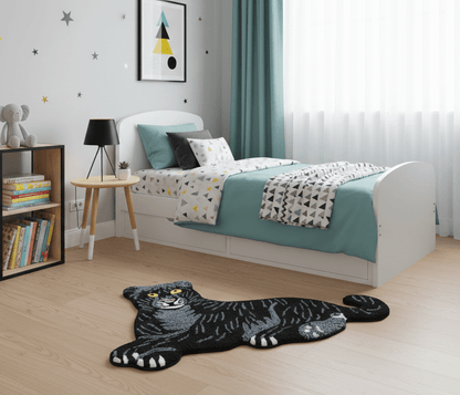 Hand Tufted 2x3 Animal Black Panther Wool Area Rug.