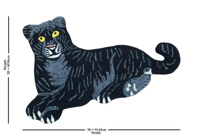 Hand Tufted 2x3 Animal Black Panther Wool Area Rug.