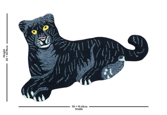Hand Tufted 2x3 Animal Black Panther Wool Area Rug.