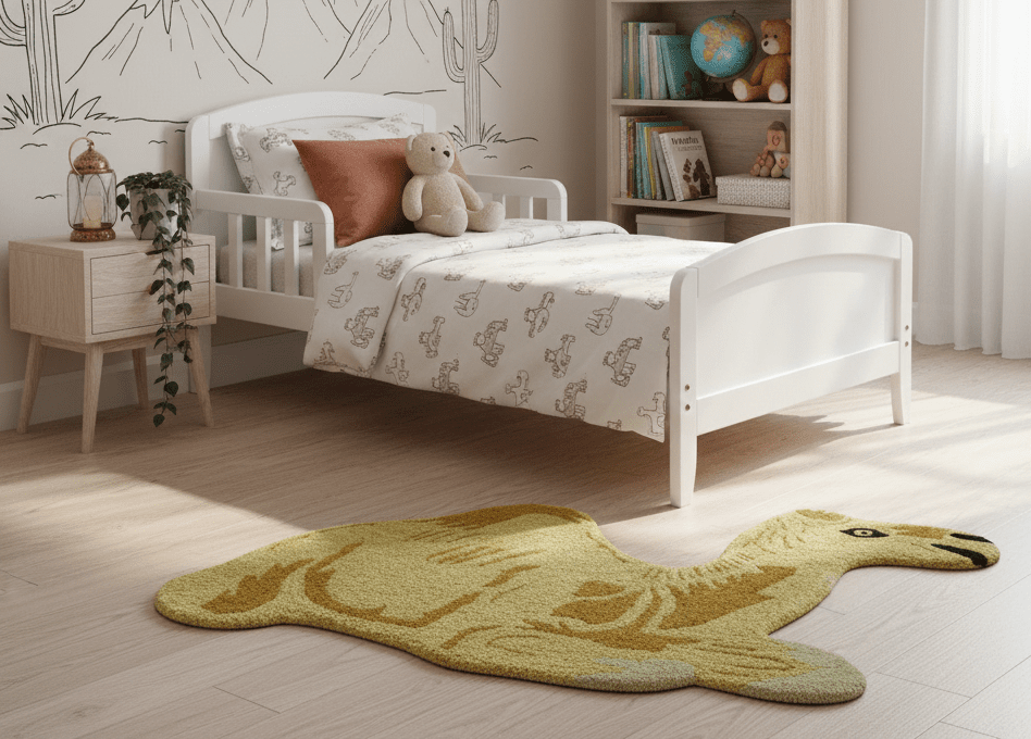 Hand Tufted 2x3 Animal Camel Wool Area Rug.