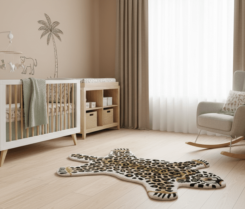 Hand Tufted Animal Leopard Gold And Black 3x5 Wool Area Rug.