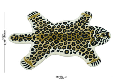 Hand Tufted Animal Leopard Gold And Black 3x5 Wool Area Rug.
