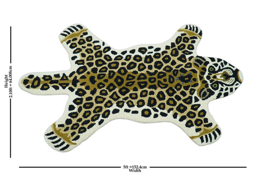 Hand Tufted Animal Leopard Gold And Black 3x5 Wool Area Rug.