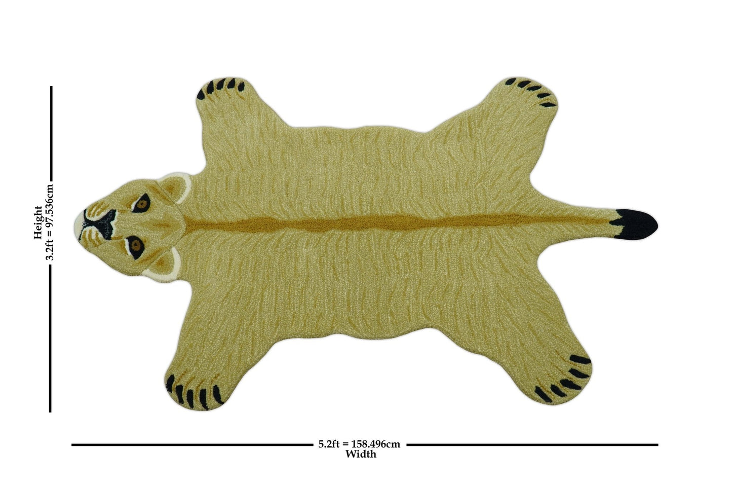 Hand Tufted Animal Lion Black 3x5 Wool Area Rug