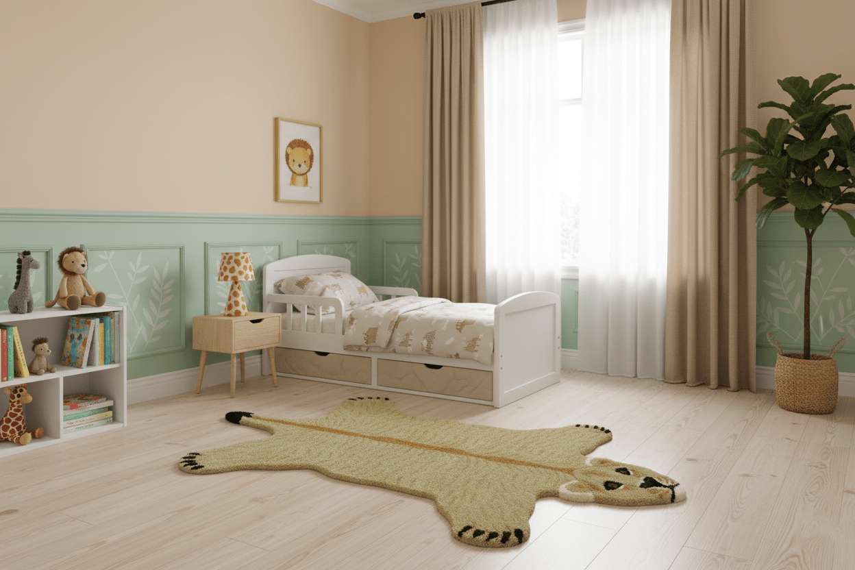 Hand Tufted Animal Lion Black 3x5 Wool Area Rug