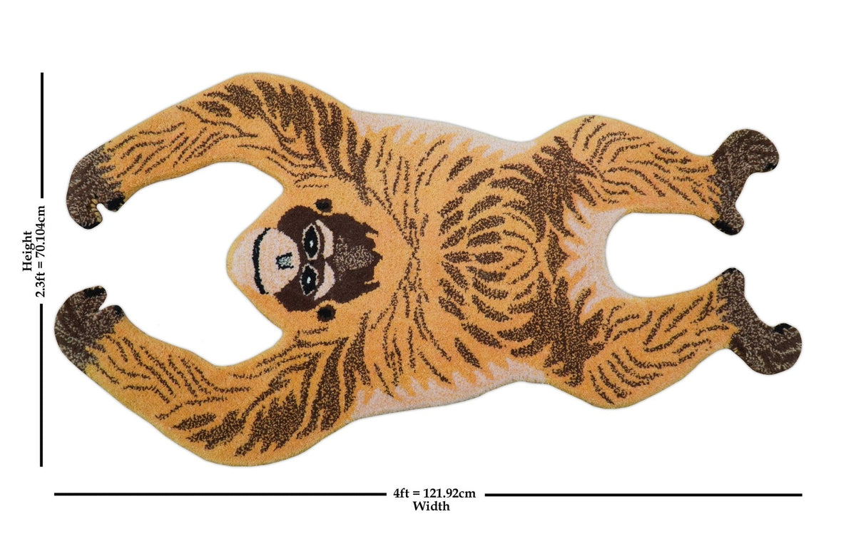 Hand Tufted Animal Monkey Brown 2x4 Wool Area Rug.